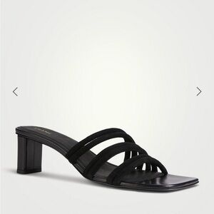 Frame Denim Black Ruched Strap Mule Sandals